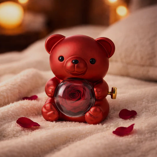 Eternal Rose Mini Teddy Bear Gift Box - Perfect Romantic Anniversary